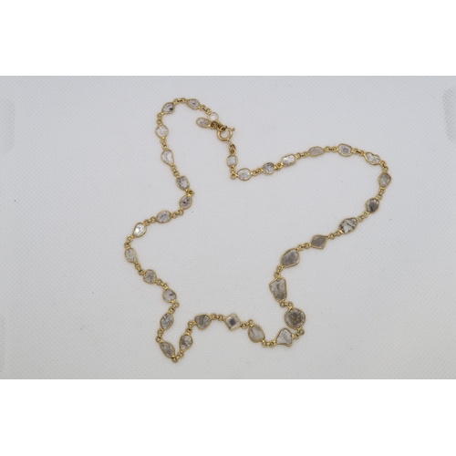 150 - An 18ct (hallmarked) yellow gold and sliced diamond necklace - approx weight 45cm - weight approx  8... 