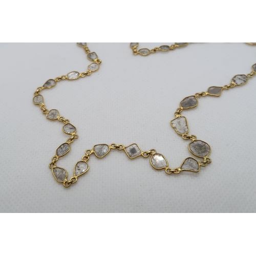 150 - An 18ct (hallmarked) yellow gold and sliced diamond necklace - approx weight 45cm - weight approx  8... 