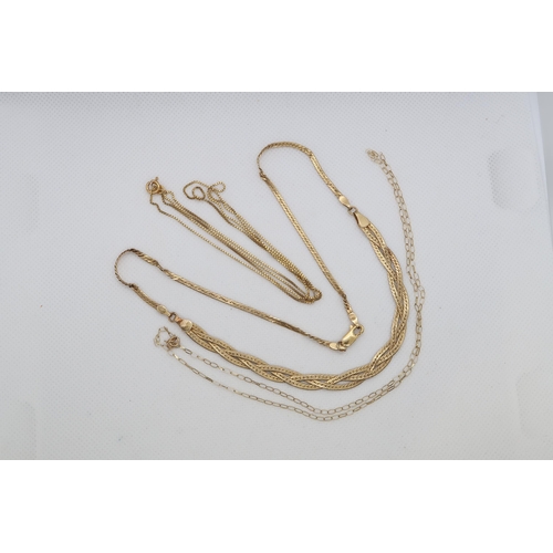 162 - Two yellow gold chains and necklace - tested as gold - approx weight 14 grams