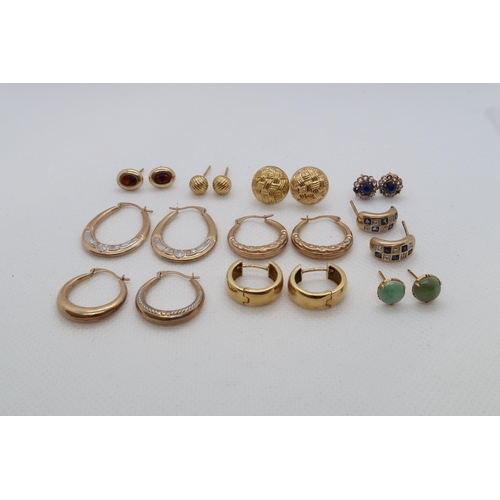 163 - 9ct gold earrings, studs etc - approx weight 14.7 grams