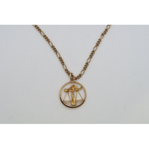 179 - An 18ct yellow gold (hallmarked) pendant on a 9ct yellow gold (hallmarked) chain - pendant approx 2.... 