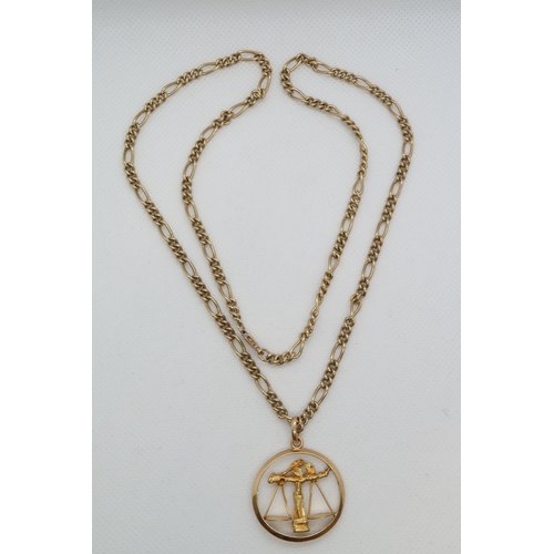 179 - An 18ct yellow gold (hallmarked) pendant on a 9ct yellow gold (hallmarked) chain - pendant approx 2.... 