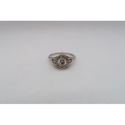 187 - An 18ct (hallmarked) white gold single stone diamond ring - approx diamond weight 0.70ct - ring size... 