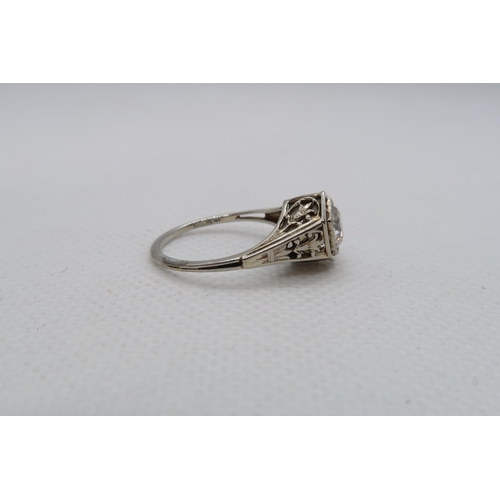 187 - An 18ct (hallmarked) white gold single stone diamond ring - approx diamond weight 0.70ct - ring size... 