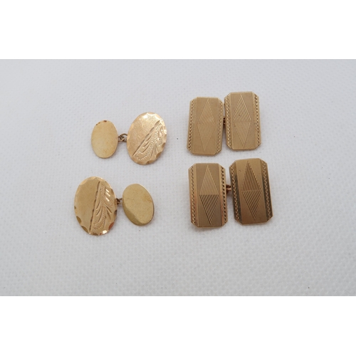 199 - Two pairs of 9ct yellow gold (hallmarked) cufflinks - approx total weight 7.8 grams