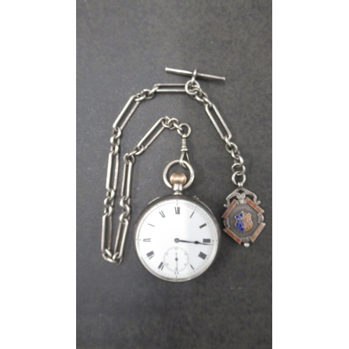 253 - A silver (hallmarked) cased open face pocket watch - 5cm - working in the saleroom with silver (hall... 