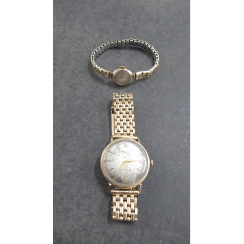 261 - A gents 9ct yellow gold (hallmarked) cased Accurist wristwatch with rolled gold bracelet together wi... 