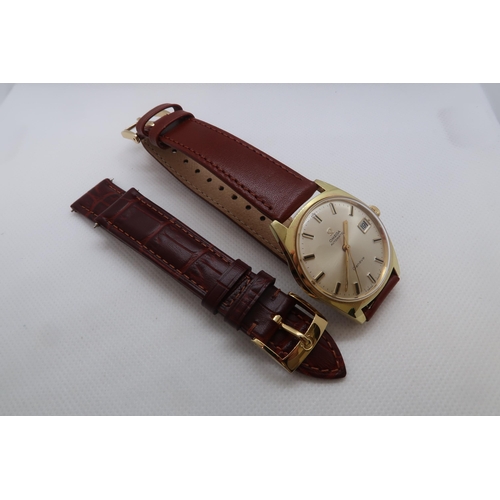 266 - An Omega Geneve, approx 1968, ref 166.041 with a Hirsch strap and another strap - working in the sal... 