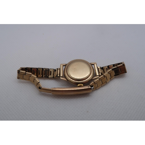 270 - A 9ct yellow gold (hallmarked) cased ladies Skonda wristwatch with plated bracelet - case 22mm