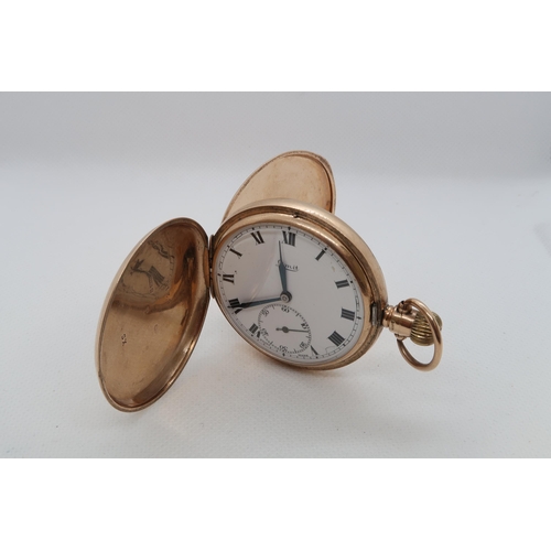 275 - A 9ct rose gold (hallmarked) Limit full hunter double cased pocket watch - approx 5cm diameter - wor... 