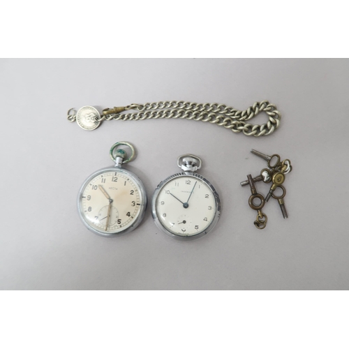 276 - A Recta Military pocket watch - working in the saleroom - with an Ingersoll pocket watch and white m... 