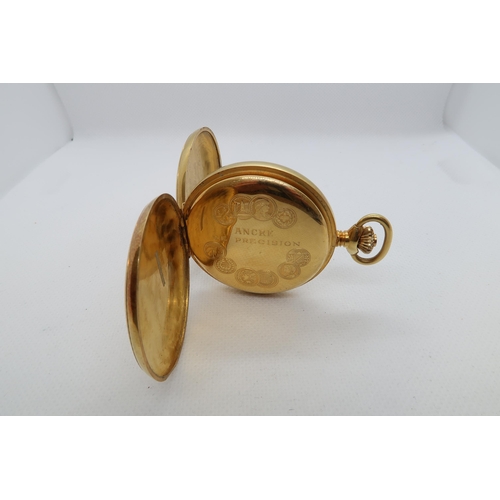 277 - A gold plated Summit pocket watch - 4.5cm - working in the saleroom