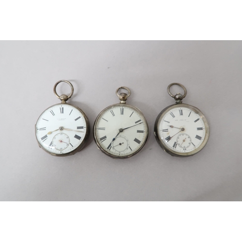 278 - Three silver cased pocket watches including Benson & Waltham