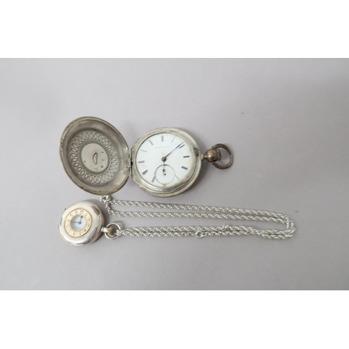 279 - A silver cased full hunter pocket watch - 6cm - together with a silver cased half hunter fob watch o... 