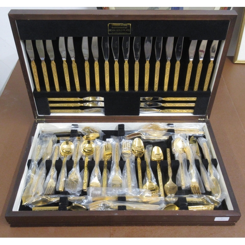 288 - A canteen of cutlery, Webber & Hill Royal Gold Plate, 24ct gold plated - 112 piece set for 12 in fit... 