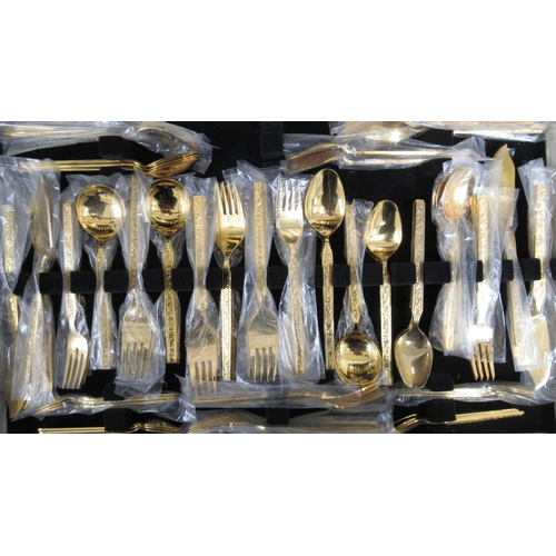 288 - A canteen of cutlery, Webber & Hill Royal Gold Plate, 24ct gold plated - 112 piece set for 12 in fit... 