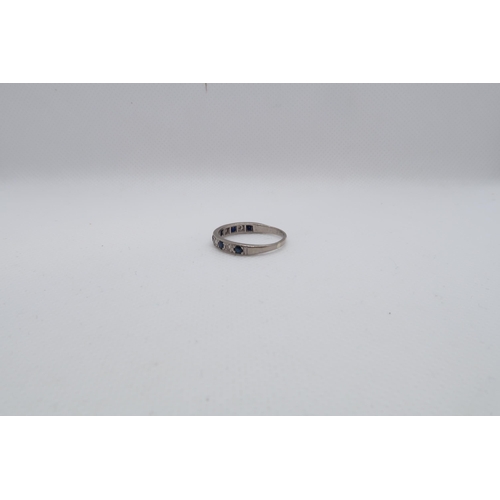 29 - A sapphire and diamond half eternity ring set in white gold - ring size Q/R - weight approx 2.8 gram... 