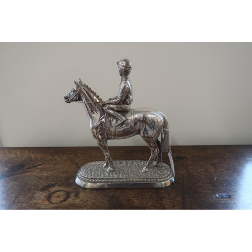 296 - A silver filled figure of a horse and jockey hallmarked Sheffield 1987 and inscribed Sheldon - appro... 