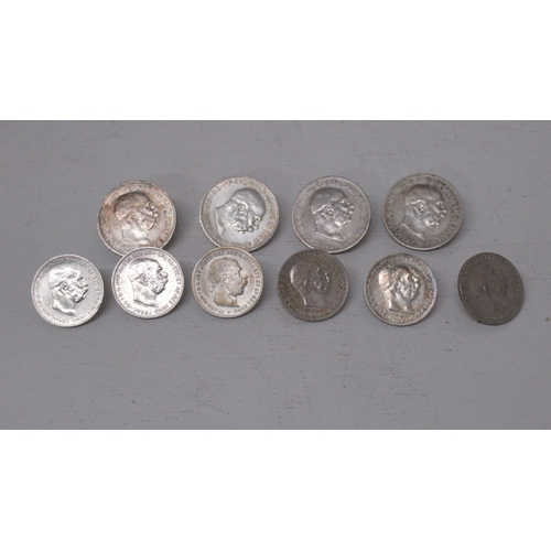 326 - Ten Austrian silver coin buttons 1893-1915 - total weight approx 78 grams