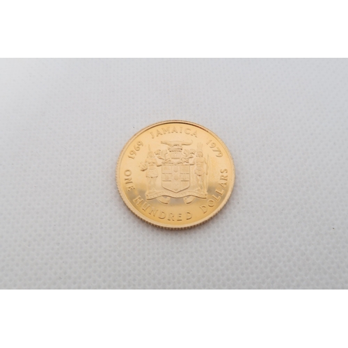 340 - A Jamaica 1979 $100 gold proof coin commemorating 10th anniversary of The Institute of H.R.H Prince ... 