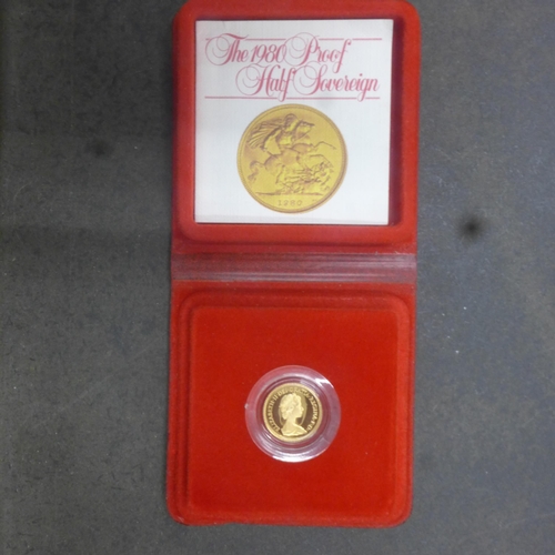 352 - A 1980 Royal Mint proof gold half sovereign