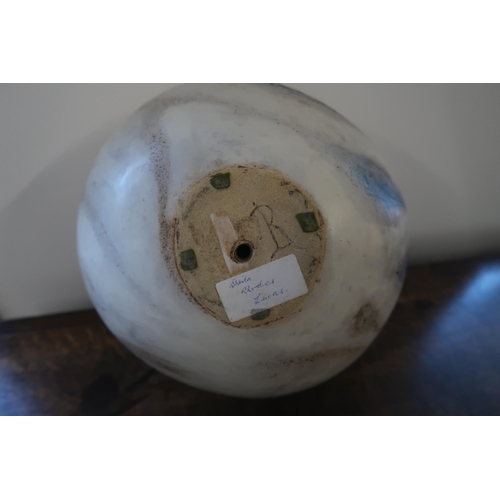 374 - A Sheila Rhodes Lucas ceramic orb/pebble, signed - Height 23cm