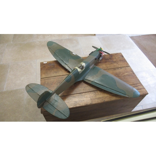 457 - A flying Balsa wood scale model Spitfire  fighter plane, wingspan approx 108cm - length approx 94cm ... 