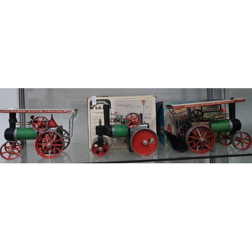 458 - Two Mamod steam engines with boxes and one boxed steam roller