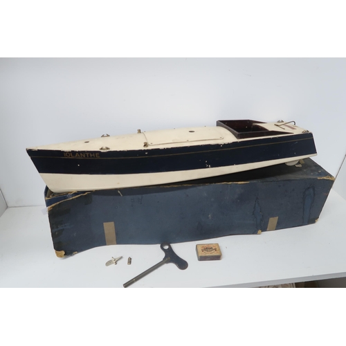 465 - A Bassett-Lowke early/mid 20th century clockwork model racing boat 'Iolanthe' 70cm - in original box... 