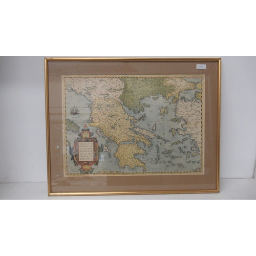 488 - Three framed and glazed maps - Replica of the original 'Theatum Obbis Terrarum' Anno 1570 by Orteliu... 