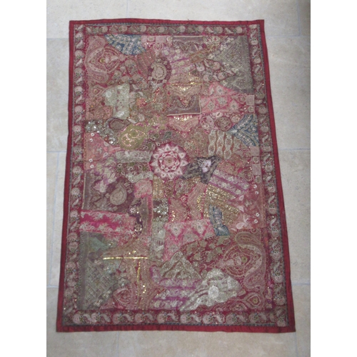 494 - A Rajasthani silk embroidered wall hanging - 149cm x 101cm