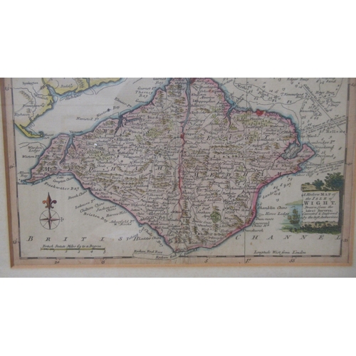 483 - A hand coloured map 'A Modern Map of The Isle of Wight Drawn From The Latest Surveys' - 25cm x 19cm ... 