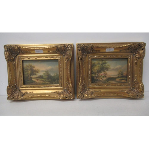 485 - A pair of Orientalist paintings oil on board, gilt framed, signed R. Wilson 17cm x 12cm - together w... 