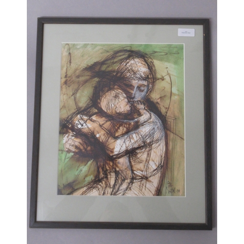 492 - Peter Nuttall (British 1943-2011) A woman and child watercolour and ink signed and dated 32cm x 26cm... 