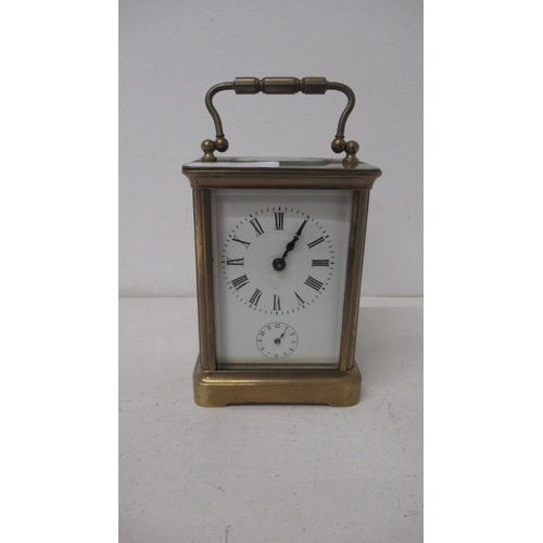 500 - A crass cased four glass carriage clock - 10.5cm - good overall condition - with alarm sub-dial and ... 