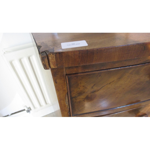 506 - A Victorian flame mahogany bow fronted chest of drawers - Width 100cm x Height 107cm x 51cm