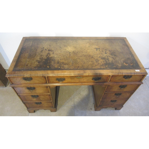 507 - A good quality late 19th century walnut nine drawer knee hole desk with a leather inset top - Width ... 