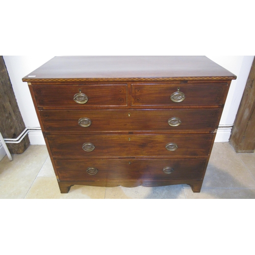 508 - A Georgian mahogany five drawer chest of drawers - Width 110cm x Height 91cm x Depth 52cm