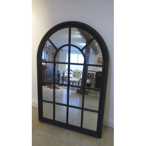 512 - A black painted arch top mirror - 150cm x 100cm