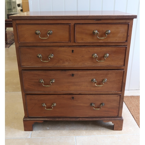 528 - A small two over three mahogany chest of drawers - 77cm x 67cm x 41cm