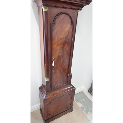 551 - A good quality 8 day longcase clock with an arched convex dial with seconds hand and a calendar - th... 