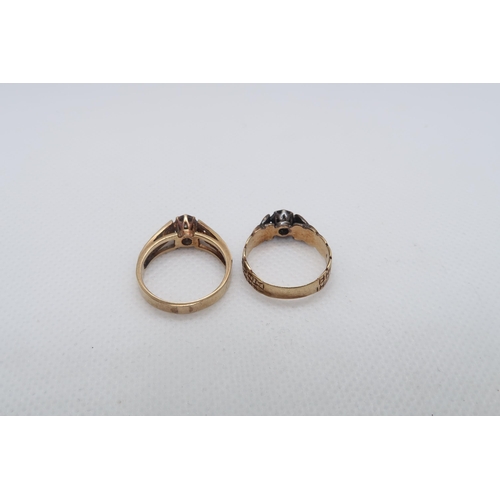 70 - Two 9ct yellow gold (hallmarked) and diamond rings, sizes M/N & N - approx weight 5.1 grams