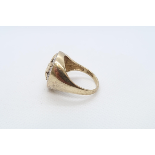 75 - A 9ct yellow gold (hallmarked) mans ring with diamonds - ring size Z -approx weight 8.4 grams