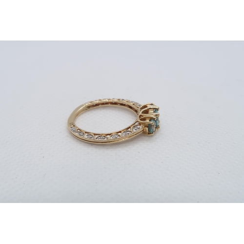 81 - A 14ct yellow gold (hallmarked) ring with Zircon - ring size Q/R - weight approx 3.4 grams