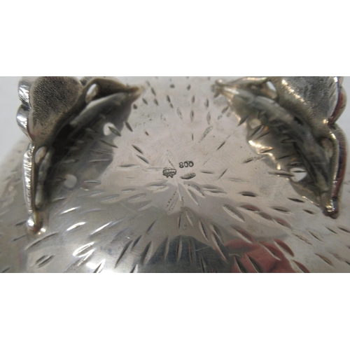 301 - A Continental .800 silver bowl set on three feet - Diameter 13cm - good overall condition - approx w... 