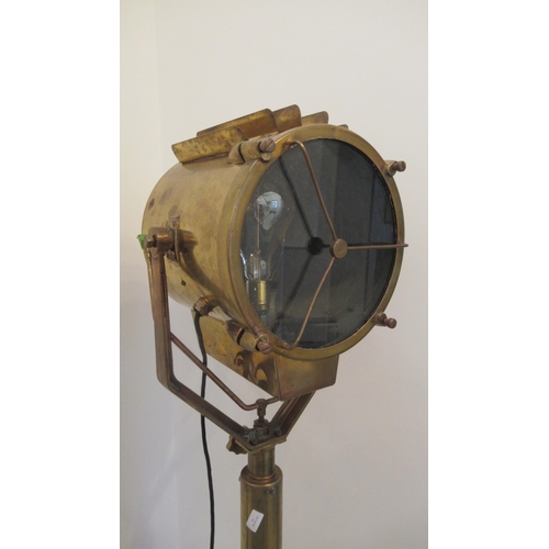 363 - A brass industrial lamp in working order recently re wired but needs testing before use - Height 176... 