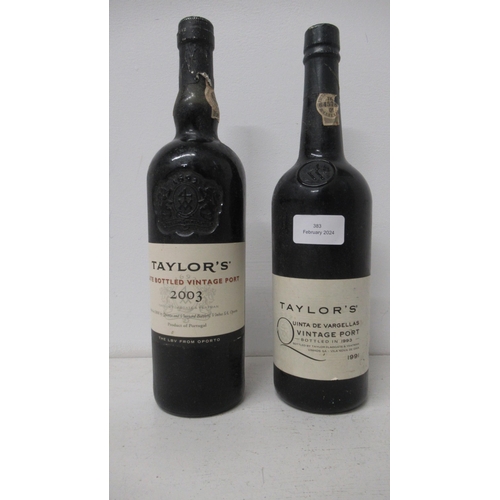 383 - Two bottles of Taylors Port including Quinta de Vargellas '91