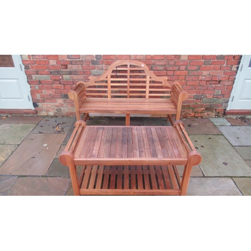 529 - A good quality weathered teak Lutyens style bench - Width 160cm and a matching coffee table - Width ... 