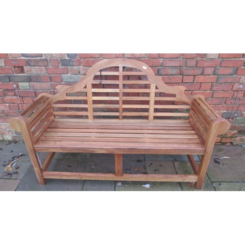 529 - A good quality weathered teak Lutyens style bench - Width 160cm and a matching coffee table - Width ... 