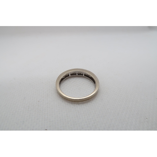 205 - A 9ct white gold (hallmarked) square cut diamond half eternity ring size Q - weight approx 3 grams